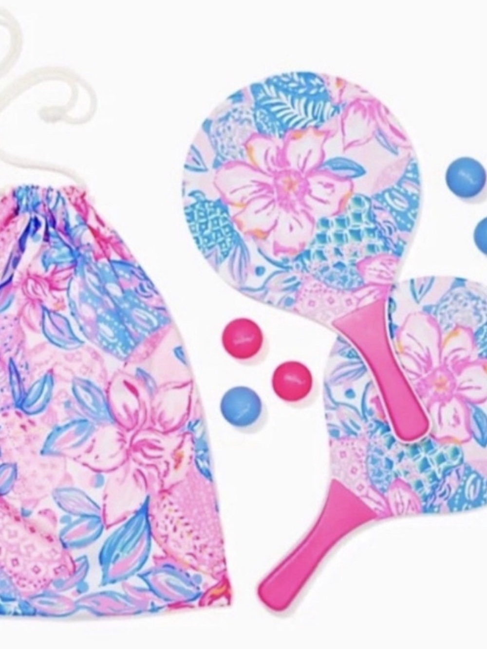 Lilly Pulitzer Paddle Ball Set Pink Isle Snappy Turtle - NEW